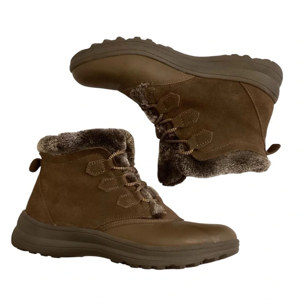BareTraps 8.5 Augustina Suede Women's Brown Faux Fur-Lined Ankle Boots Booties